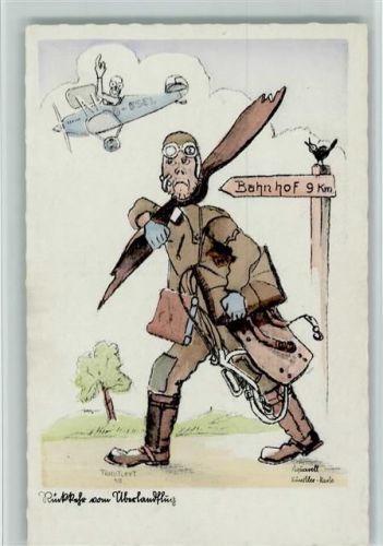 WK II Rückkehr vom Überlandflug - Seire Flieger Humor Nr. H 15 AK