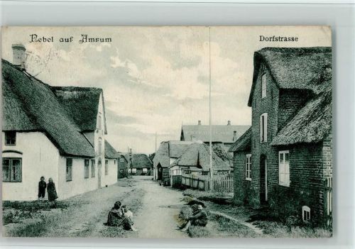 Nebel 1908 Dorfstrasse Reetdächer