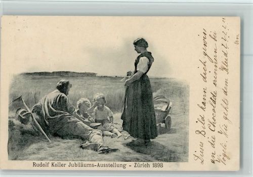 Zürich 1898 Jubiläumsausstellung Zürich 1898 - Bauernfamilie Vesperzeit