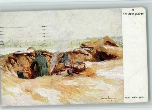 Nr. 399 WK I - Im Schützengraben sign Hans Larwin Kriegsfürsorgeamt