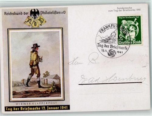 Tag der Briefmarke Frankfurt 1941 und Stempel