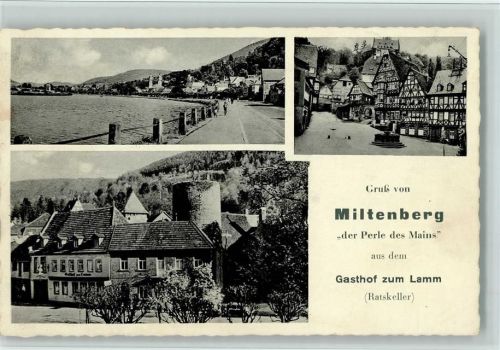 Miltenberg 1956 Gasthof zum Lamm - Ratskeller, gute Erhaltung AK