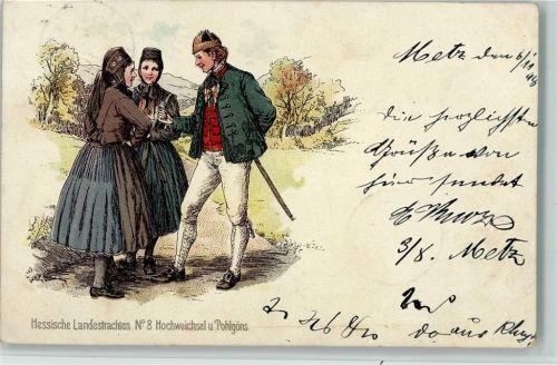 1898 Hess. Landestrachten Nr. 8 - Hochweichsel und Pohlgöns, AK