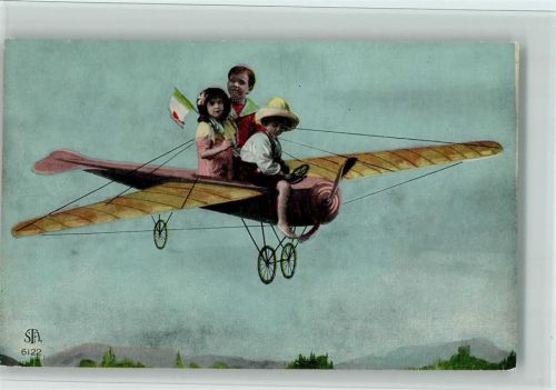 Kinder fliegen mit einem Fantasie Flugzeug - gute Erhaltung