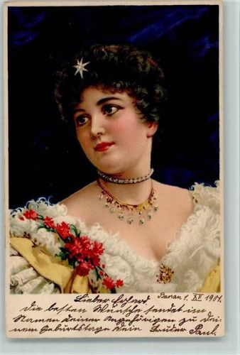 1901 Frauenschönheit, Schmuck, Halskette, AK