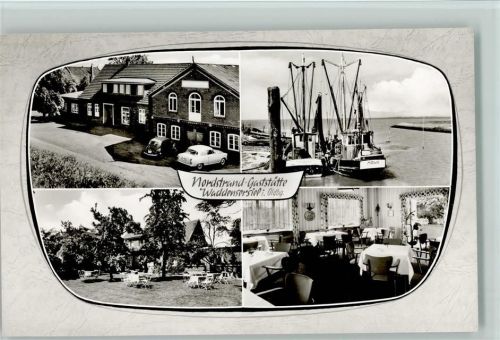 Nordenham Nordstrand-Gaststätte Innenaufnahme Garten Fischerboote Möwe Waddensersiel