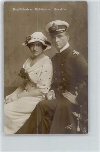 Kapitänleutnant Weddigen mit Gemahlin Verlag NPG 5251 AK Marine