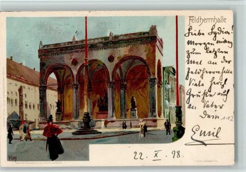 München Feldherrenhalle litho - Velten 1898 AK