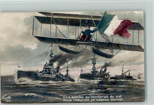 Flugzeug - Fahnenträger und Kriegsschiffe - Propaganda