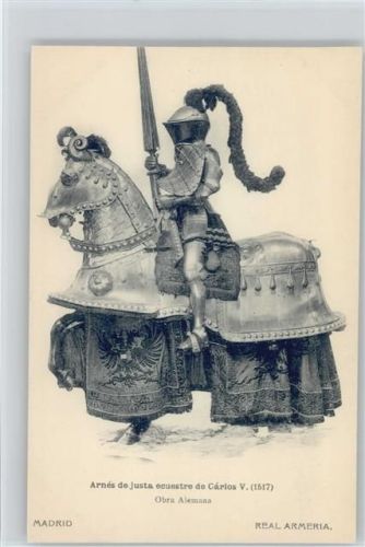 Pferd mit und Reiter mit Rüstung - Arnes de justa ecuestre de Carlos V. (1517)