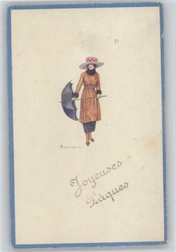1922 Serie 514-3 Mode - Hutmode - Glamour Frau mit Regenschirm