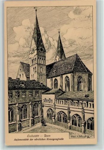 Eichstätt Dom - Federzeichnung , kl. Einriss