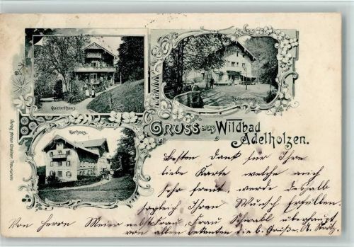 Bad Adelholzen Gruss aus - Kurhaus , Quellenhaus, Restaurant, AK