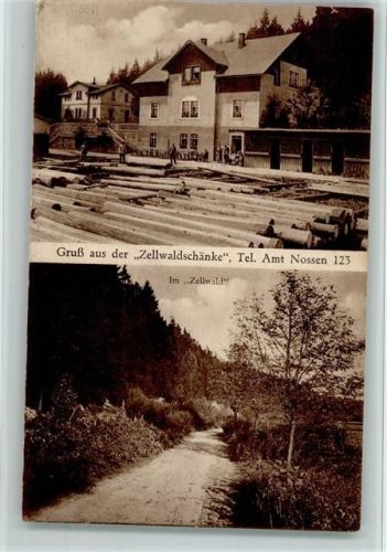 Nossen 1930 Zellwaldschänke, Holzlager, AK