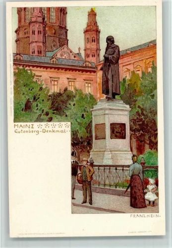 Mainz Nr. 129? sign. Franz Heinz - Gutenberg Denkmal AK Sehr gute Erhaltung