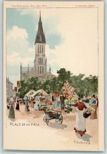 Mulhausen 1900 Nr. 6 sign B. Hartmann - Place de la Paix , sehr gute Erhaltung AK