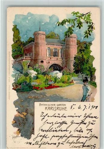 W7500 Karlsruhe , Baden Nr. 490 Botanischer Garten, gute Erhaltung AK Velten 1900 Lithographie / Künstlerkarte