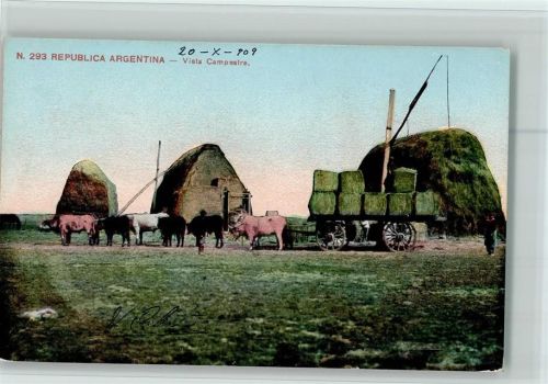 1909 Vista Campestre Heuwagen Kühe