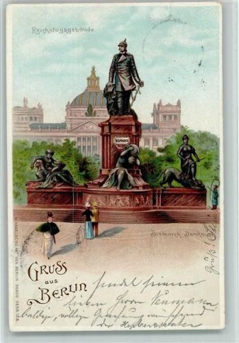 Berlin Mitte 1901 Reichstagsgebäude Bismarck-Denkmal