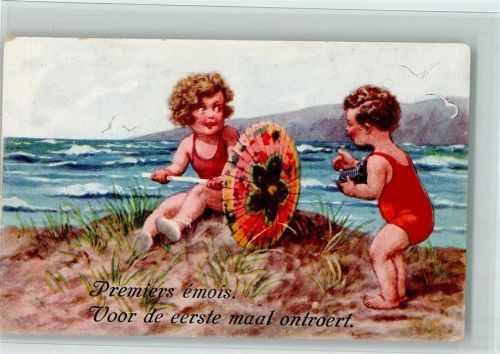 1935 Kinderpoesie im Badeanzug AK