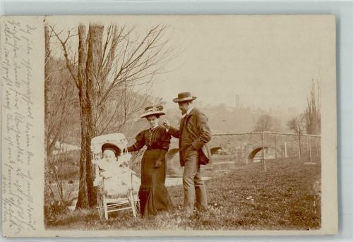 Rothenburg 1908 Familie Kinderwagen Ort lt. Stempel