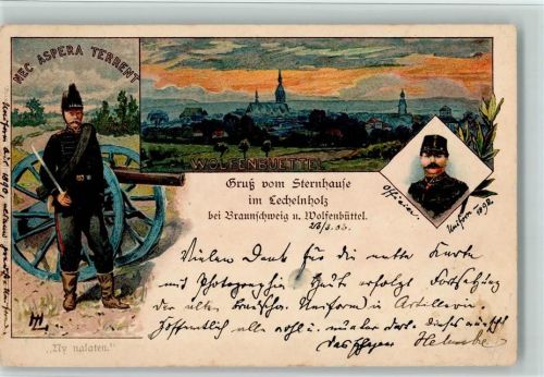 Wolfenbüttel 1898 Gruss aus - Sternhause im Lechelnholz , Militär