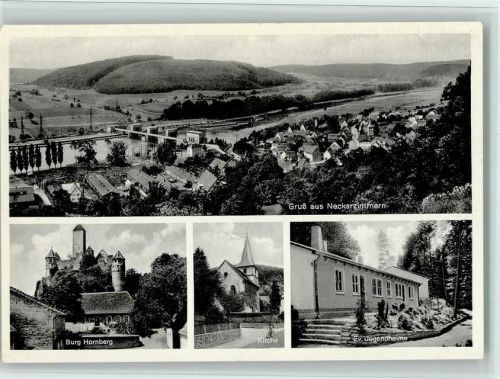 Neckarzimmern 1959 Jugendheim, Schleuse, Staustufe Kraftwerk, gute Erhaltung AK