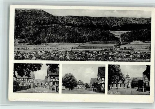 Altenburschla 1956 Untergasse, Am Anger, Gesamt, gute Erhaltung AK