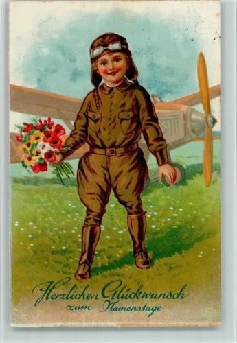 1936 Kind als Pilot , Flugzeug AK