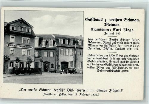 Weimar Gasthaus z. weißen Schwan, unentgeltliche Karte - gute Erhaltung AK