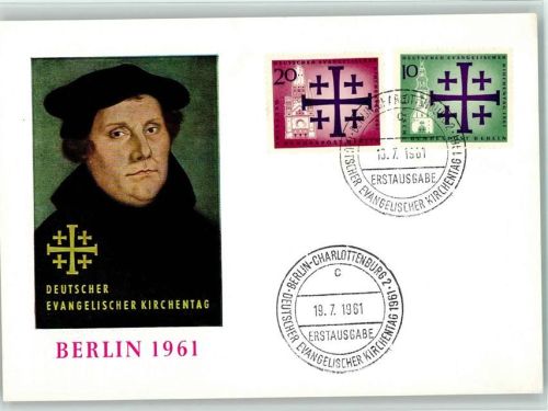 Charlottenburg Evangelischer Kirchentag 1961 u. Sonderstempel u. Sonderbriefmarke