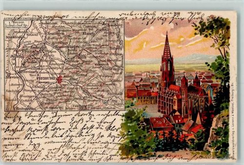 Freiburg 1902 Landkarte Münster