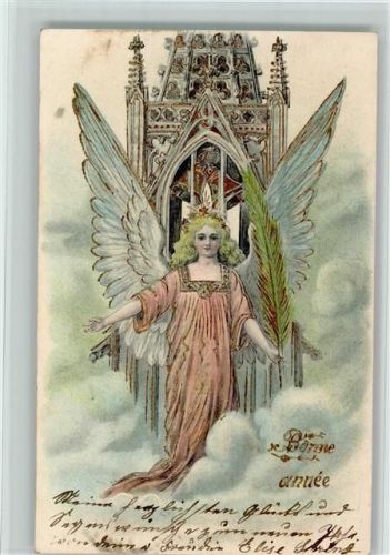 1905 Bonne Annee, Neujahr - Engel mit einem Palmenblatt
