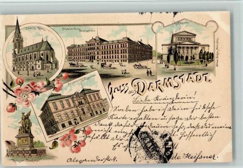 Darmstadt 1897 Johannis-Kirche Polytechnikum Hauptgebäude Hoftheater Polytechnikum Nebengebäude Krieger-Denkmal Mehrfachaufnahme