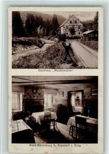 Waldbärenburg 1929 Gasthaus Riedelmühle mit Innenansicht, AK