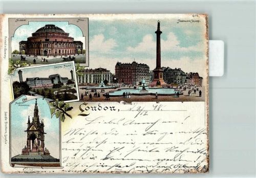 London 1898 Albert Hall Crystal Palace Albert Memorial Trafalgar Square