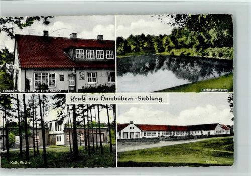Hambühren 1963 Lebensmittel Fritz Skibbe, Kirche, Schule?gute Erhaltung AK