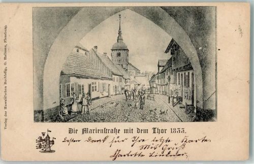 Flensburg Marienstraße mit dem Tor 1833