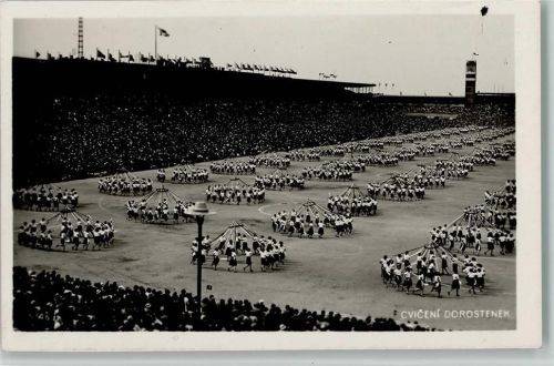 Turnfest Praze 1938 - Stadion Cviceni Dorostenek , gute Erhaltung AK