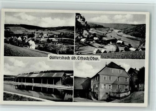 Güttersbach 1960 Schwimmbad, Gasthaus zum goldenen Löwen, sehr gute Erhaltung AK