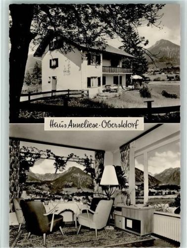Oberstdorf 1963 Haus Anneliese mit Innenansicht, gute Erhaltung AK