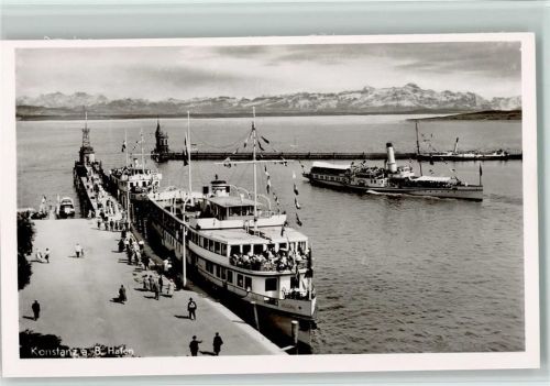 Konstanz Hafen mit Dampfer Allgäu AK