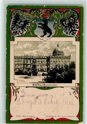 Berlin Mitte 1901 Stadt Schloss Lithographie/Prägedruck