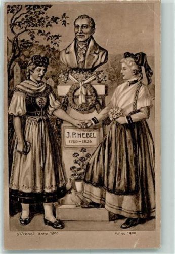 Tracht Anno 1800 und Anno 1900 AK Hebel Joh. P. Gebrauchsspuren