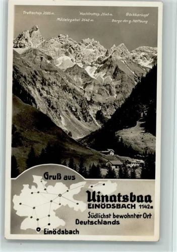 Einödsbach Ortsansicht mit Trettachspitze Mädelegabel Hochfrottspitze Berg der guten Hoffnung Bockkarkopf