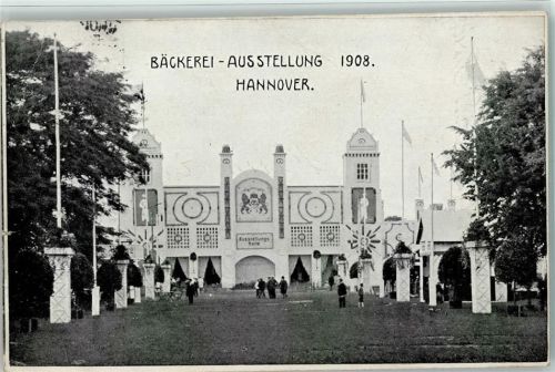 W3000 Hannover Bäckerei Ausstellung 1908 AK Ausstellung 1908 Gebrauchsspuren