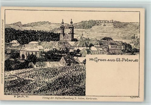 W7811 St. Peter , Schwarzw Velten Verlag - Künstlerkarte Nr. 8 - Guss aus - sehr gute Erhaltung AK Daur, H. 1898 Lithographie / Künstlerkarte