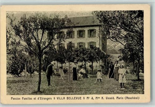 Marin-Epagnier Pension Familles dt d`Etrangers & Villa Bellevue - Madame Unseld im Garten Krocket spielen