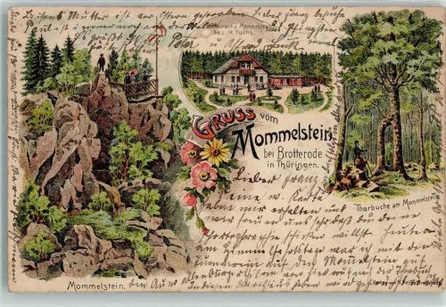 Brotterode 1900 Mommelstein Restaurant Thorbuche am Mommelstein Lithographie