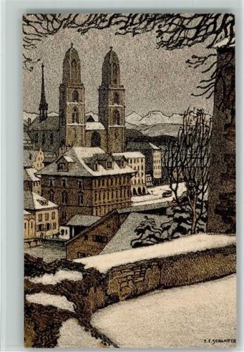 Zürich 1912 Grossmünster Winter sign Schatter E. E. Zur Bekämpfung der Tuberkulose bei Kindern
